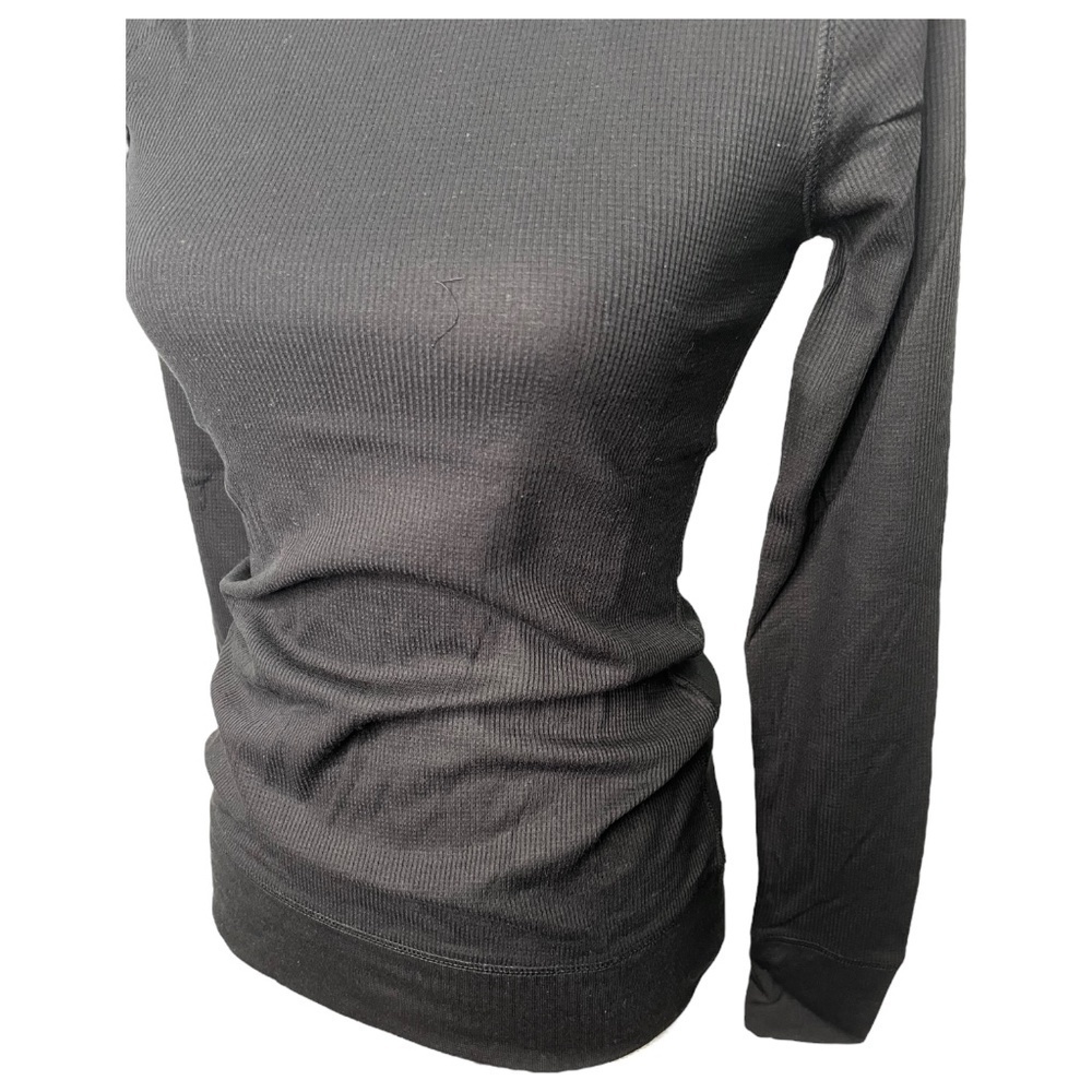 Tresics Top Waffle Thermal Long Sleeve Round Neck Fitted Basic Black Small - Picture 4 of 10